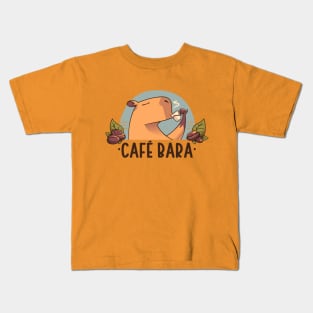 CafeBara- Cute Capybara Coffee Kids T-Shirt